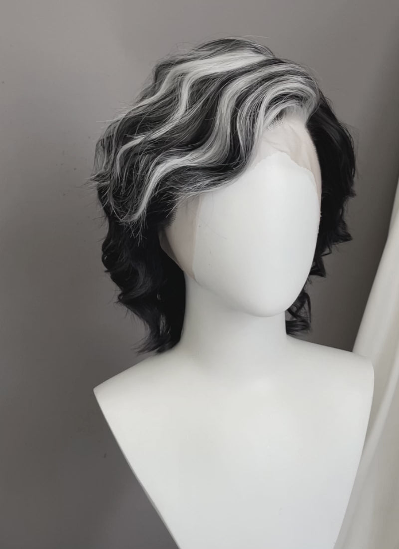 Clair Obscur: Expedition 33 Verso Black Mixed Silver Grey Wavy Lace Front Synthetic Men's Wig LF8067