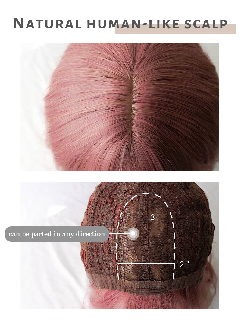 Pink Wavy Bob Synthetic Wig NS063