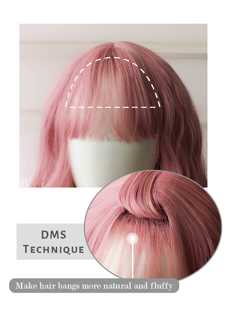 Pink Wavy Bob Synthetic Wig NS063