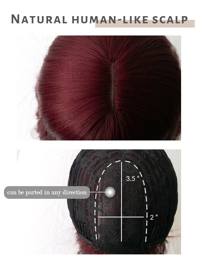 Dark Burgundy Wavy Bob Synthetic Wig NS111