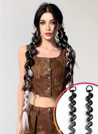 27" Festival Elastic Band Bubble Braid Synthetic Hair Ponytail Extension FP075