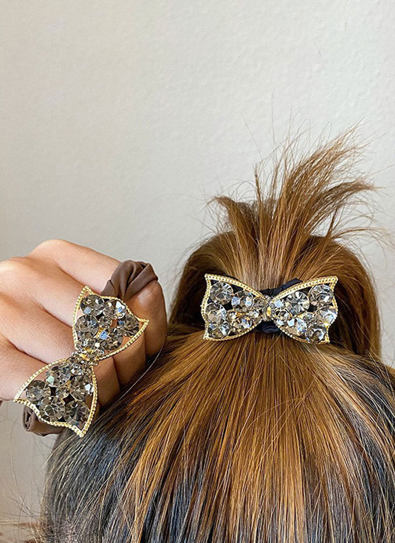 Bow Knot Rhinestone Decor Hair Tie