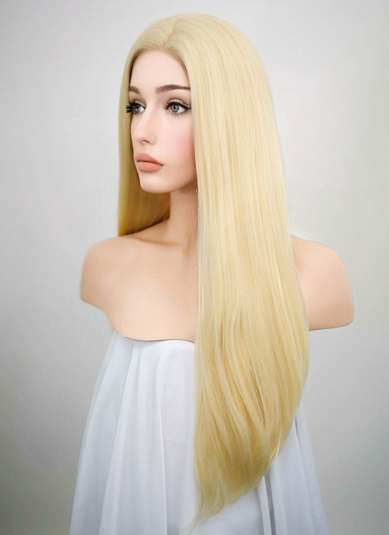 Straight Blonde Lace Front Synthetic Wig LF012