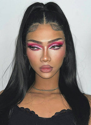 Wavy Jet Black Lace Front Synthetic Wig LF094