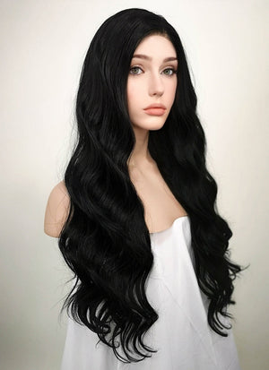 Wavy Jet Black Lace Front Synthetic Wig LF094