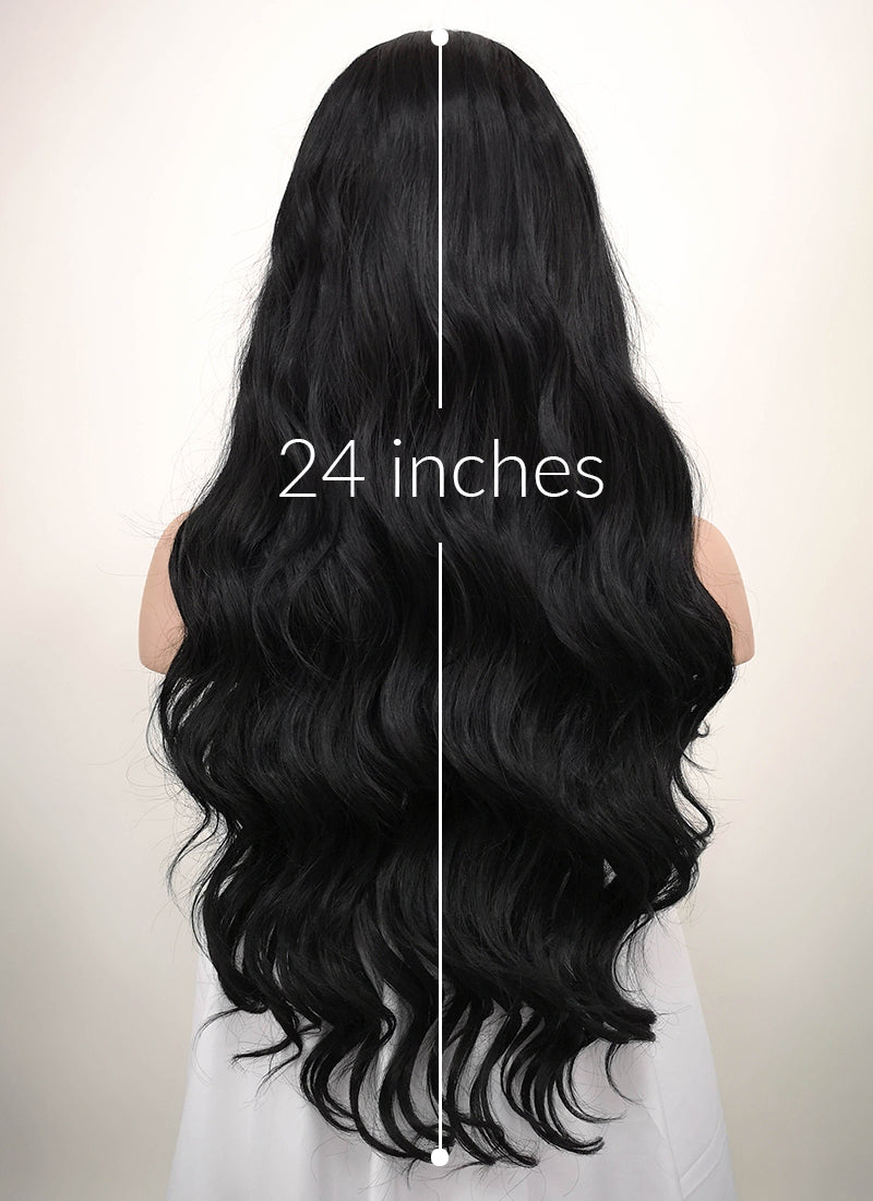 Wavy Jet Black Lace Front Synthetic Wig LF094