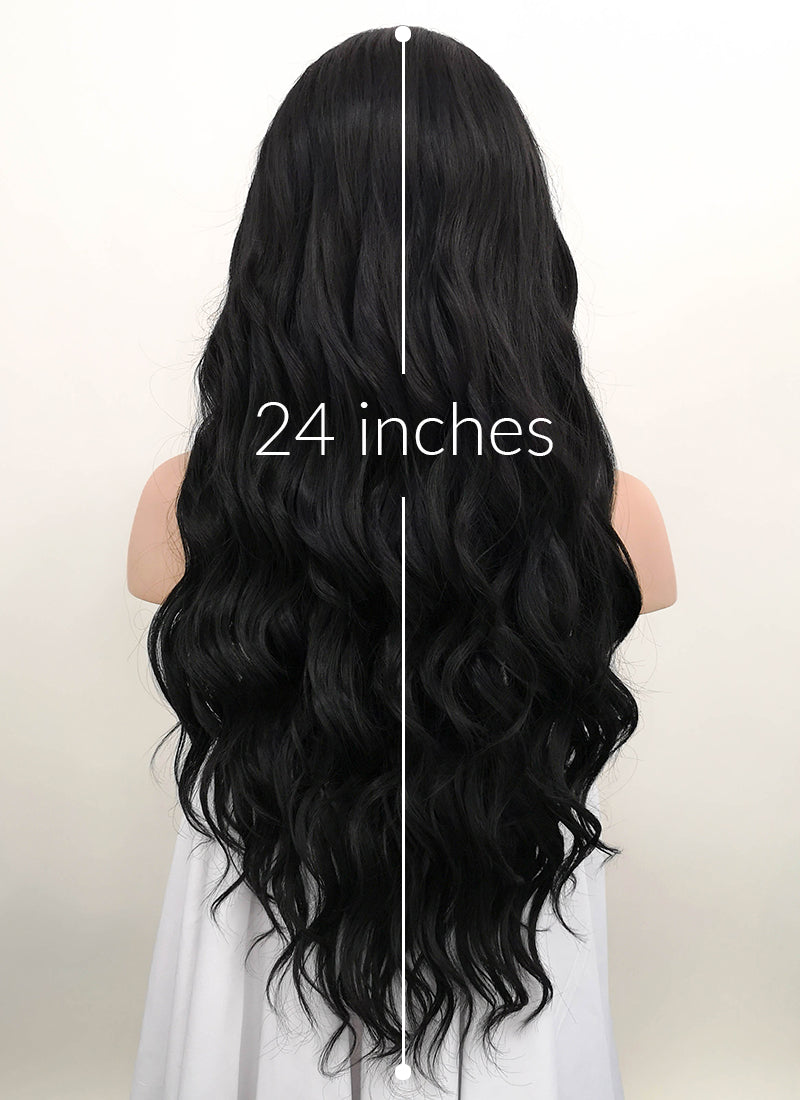 Wavy Natural Black Lace Front Synthetic Wig LF095