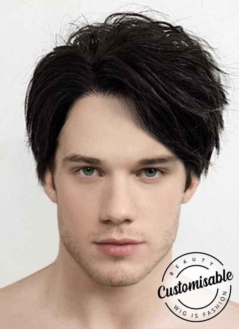 Black Straight Pixie Lace Front Synthetic Men Wig LF1312B – wigisfashion-ca