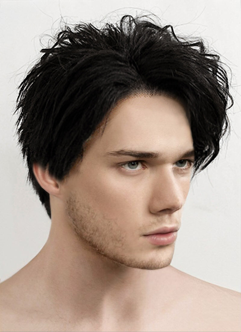 Black Straight Pixie Lace Front Synthetic Men s Wig LF1312B Customisable