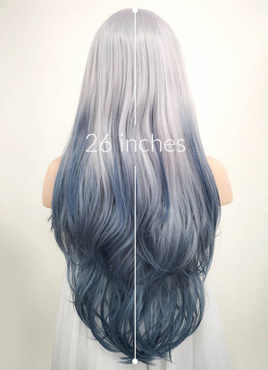 Pastel Two Tone Grey Wavy Lace Front Synthetic Wig LF1517