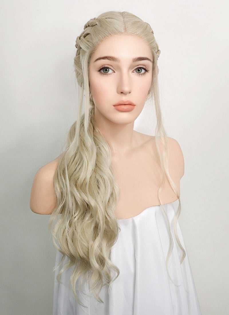 Light Ash Blonde Braided Lace Front Synthetic Wig LF2037