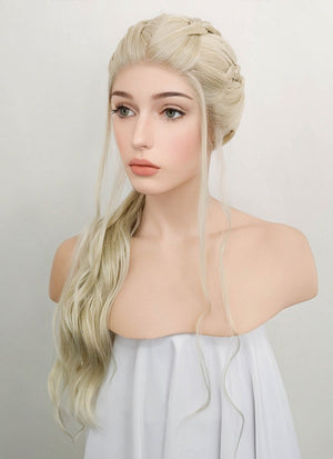 Light Ash Blonde Braided Lace Front Synthetic Wig LF2053
