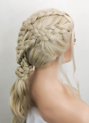 Light Ash Blonde Wavy Lace Front Synthetic Wig LF2053