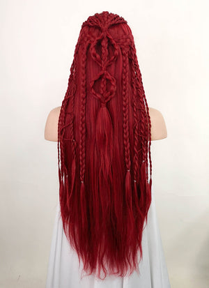Red Braided Yaki Lace Front Synthetic Wig LF2078