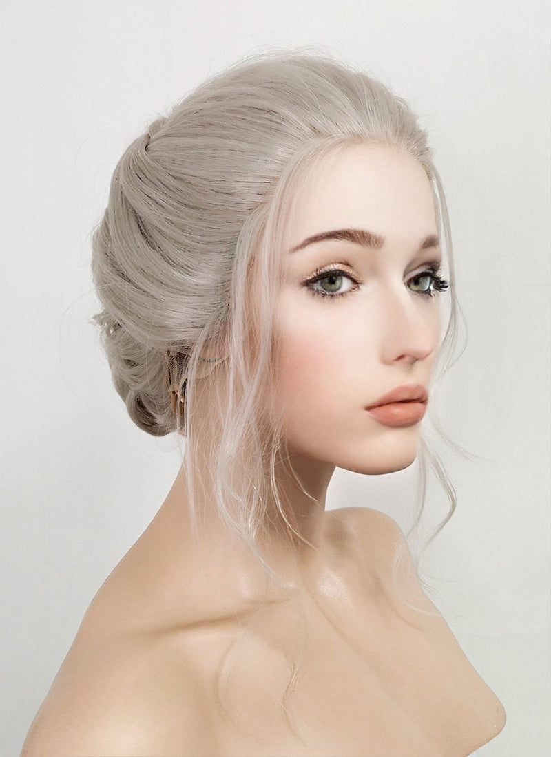 Pastel Grey Braided Lace Front Synthetic Wig LF2088