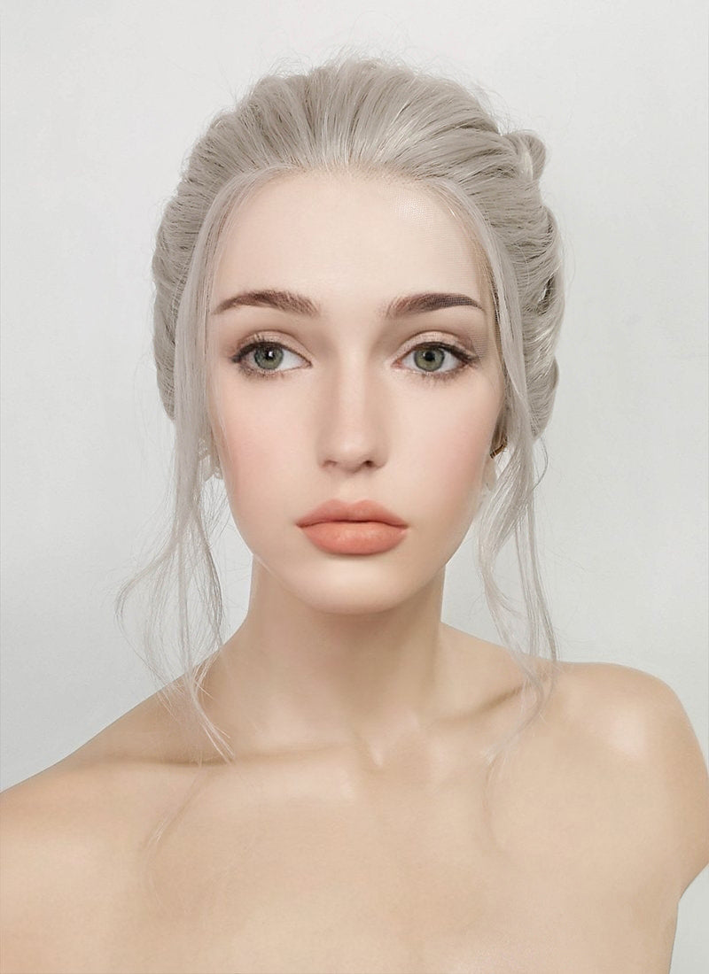 Pastel Grey Braided Lace Front Synthetic Wig LF2088