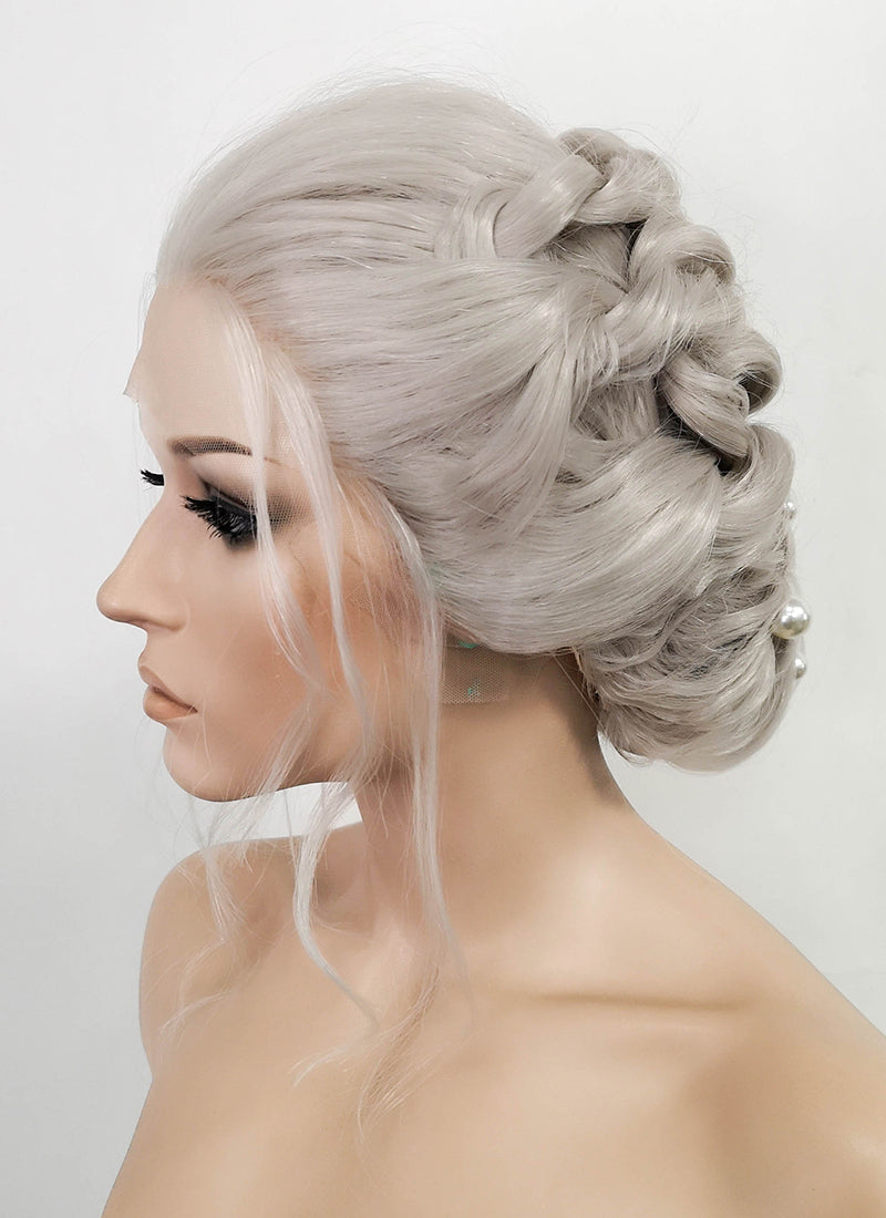 Pastel Grey Braided Lace Front Synthetic Wig LF2088