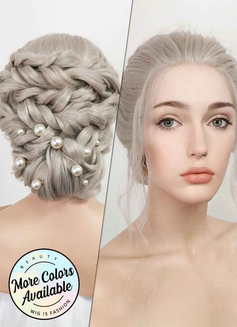 Pastel Grey Braided Lace Front Synthetic Wig LF2088