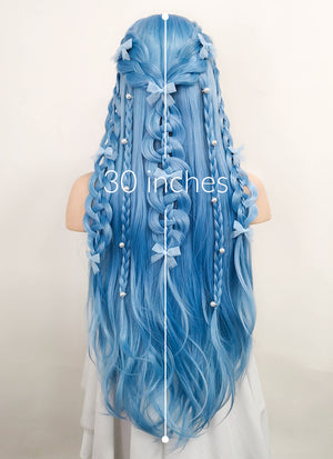 Pastel Blue Braided Lace Front Synthetic Wig LF2093