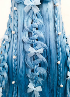 Pastel Blue Braided Lace Front Synthetic Wig LF2093