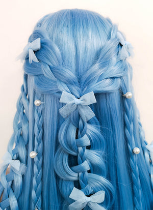 Pastel Blue Braided Lace Front Synthetic Wig LF2093