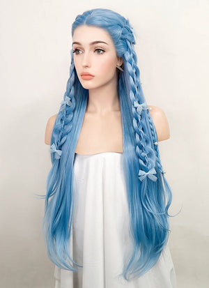 Pastel Blue Braided Lace Front Synthetic Wig LF2093