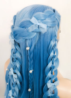 Pastel Blue Braided Lace Front Synthetic Wig LF2093