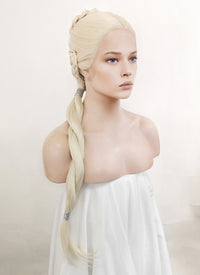 House of the Dragon Rhaenyra Targaryen Platinum Blonde Braided Lace Front Synthetic Wig LF2118