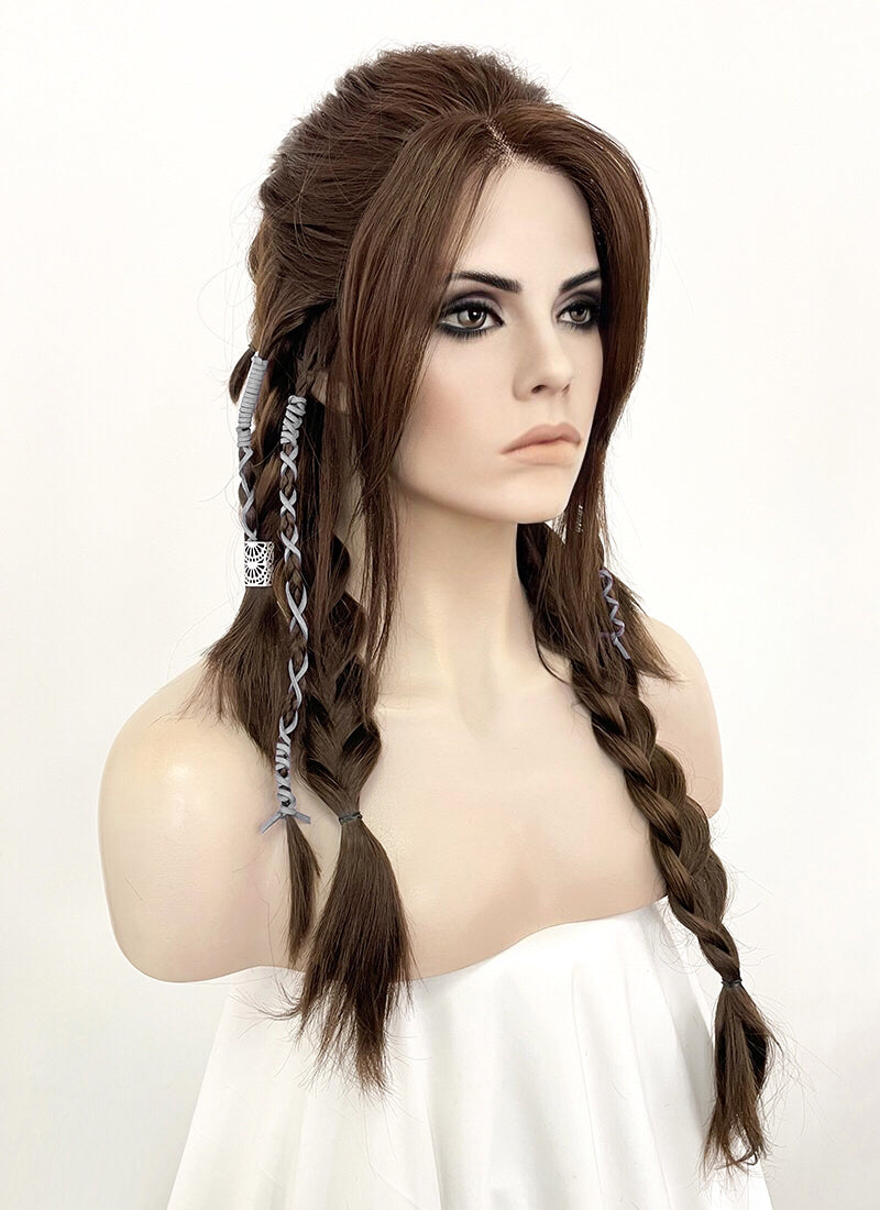 GOD OF WAR Freya Wavy Brunette Braided Lace Front Synthetic Wig LF2123