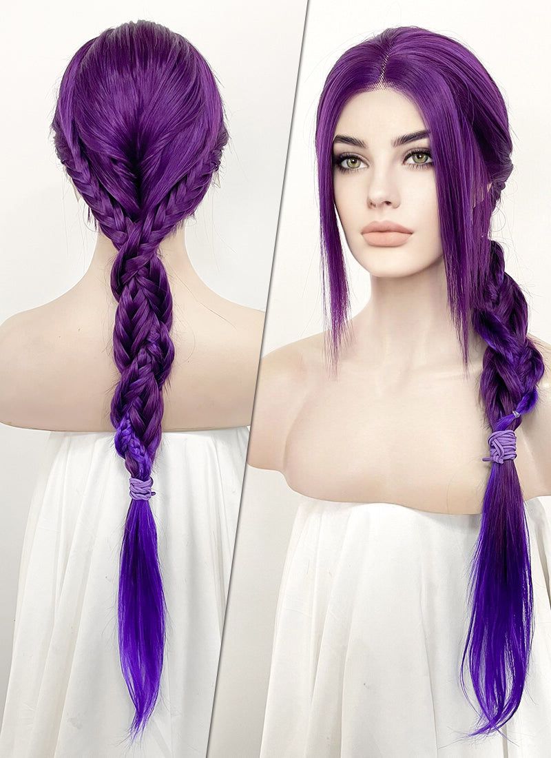 Two Tone Purple Braided Lace Front Synthetic Wig LF2128