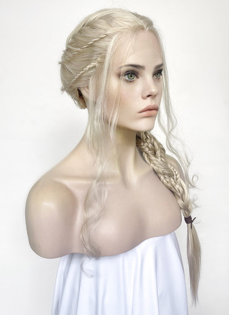 The Witcher 3 Ciri Pastel Ash Blonde Braided Lace Front Synthetic Wig LF2134