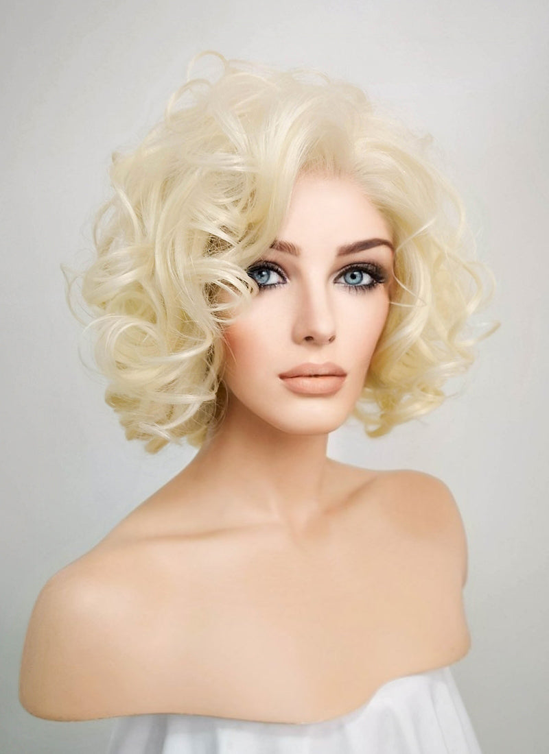 Light Blonde Wavy Bob Lace Front Synthetic Wig LF235