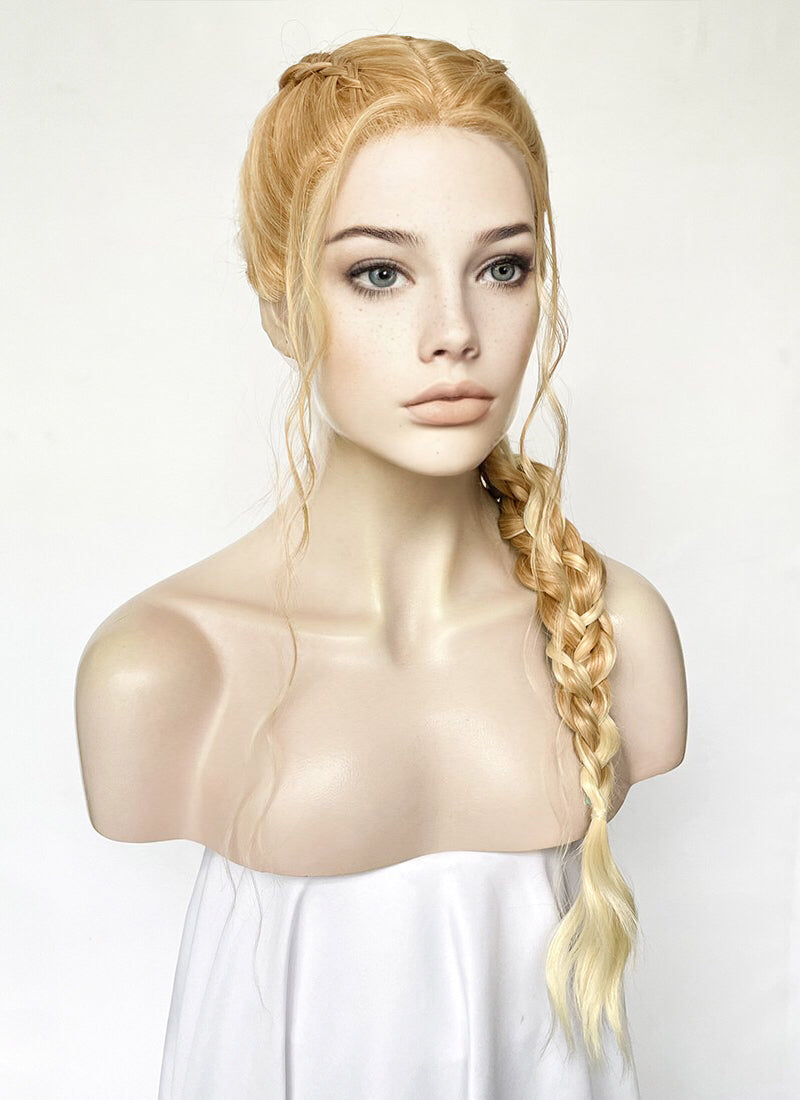 Two Tone Blonde Braided Lace Front Synthetic Wig LF2506
