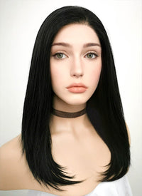Jet Black Straight Bob Lace Front Synthetic Wig LF262