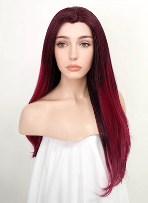 Two Tone Red Straight Lace Front Synthetic Wig LF3177