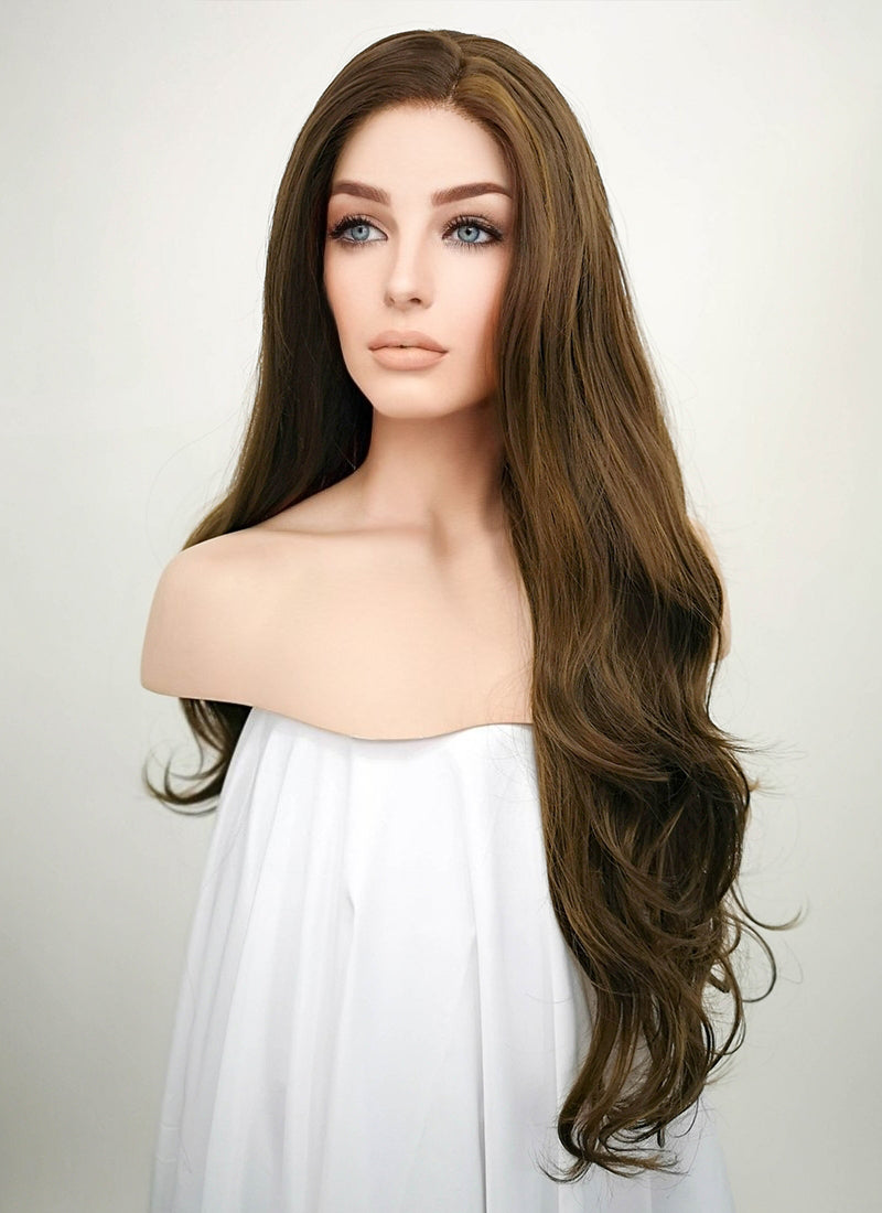 Brunette Wavy Lace Front Synthetic Wig LF321 wigisfashion ca