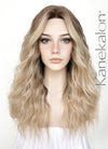 Balayage Blonde Highlights Money Piece Wavy Lace Front Kanekalon Synthetic Wig LF3233