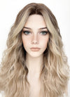 Balayage Blonde Highlights Money Piece Wavy Lace Front Kanekalon Synthetic Wig LF3233
