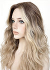 Balayage Blonde Highlights Money Piece Wavy Lace Front Kanekalon Synthetic Wig LF3233