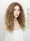 Mixed Blonde With Dark Roots Curly Lace Front Kanekalon Synthetic Wig LF3242