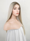 Platinum Blonde With Dark Roots Straight Lace Front Kanekalon Synthetic Wig LF3243
