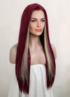 Dark Red Mixed Blonde Straight Lace Front Kanekalon Synthetic Wig LF3261