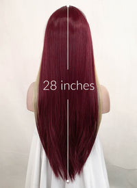 Dark Red Mixed Blonde Straight Lace Front Kanekalon Synthetic Wig LF3261