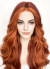 Orange Mixed Auburn Wavy Lace Front Synthetic Wig LF3284