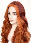 Orange Mixed Auburn Wavy Lace Front Synthetic Wig LF3284