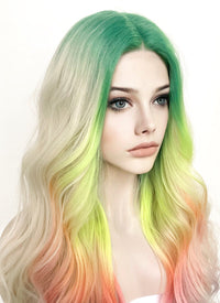 Blonde Rainbow Color Wavy Lace Front Synthetic Wig LF3288