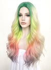 Blonde Rainbow Color Wavy Lace Front Synthetic Wig LF3288