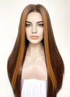 Brown And Ginger Money Piece Straight Lace Front Kanekalon Synthetic Hair Wig LF3301