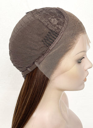 Brown And Ginger Money Piece Straight Lace Front Kanekalon Synthetic Hair Wig LF3301