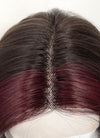 Brunette And Burgundy Money Piece Curtain Bangs Wavy Lace Front Synthetic Wig LF3302